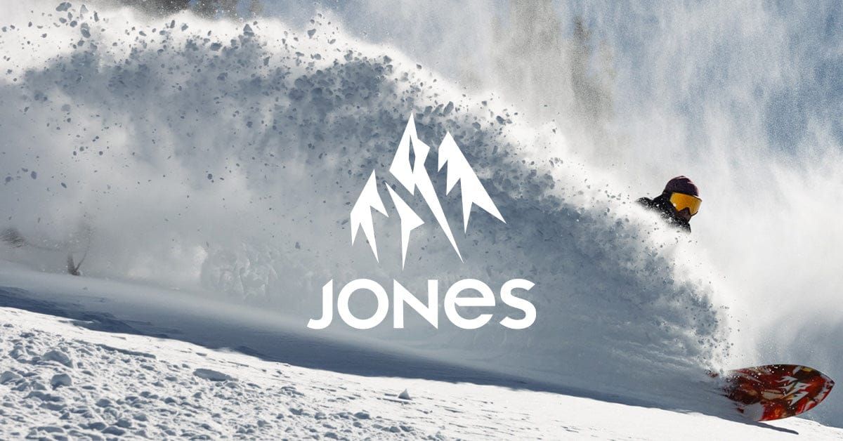 Jones 2027 snowboard range campaign image of a rider in powder